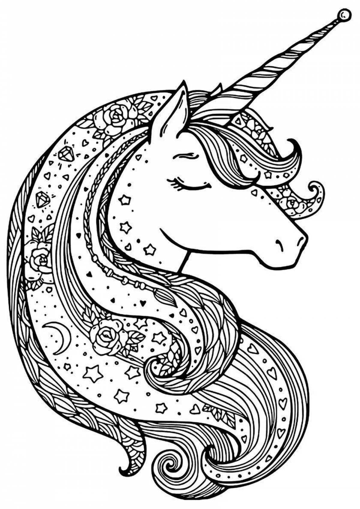 Radiant coloring page unicorn complex