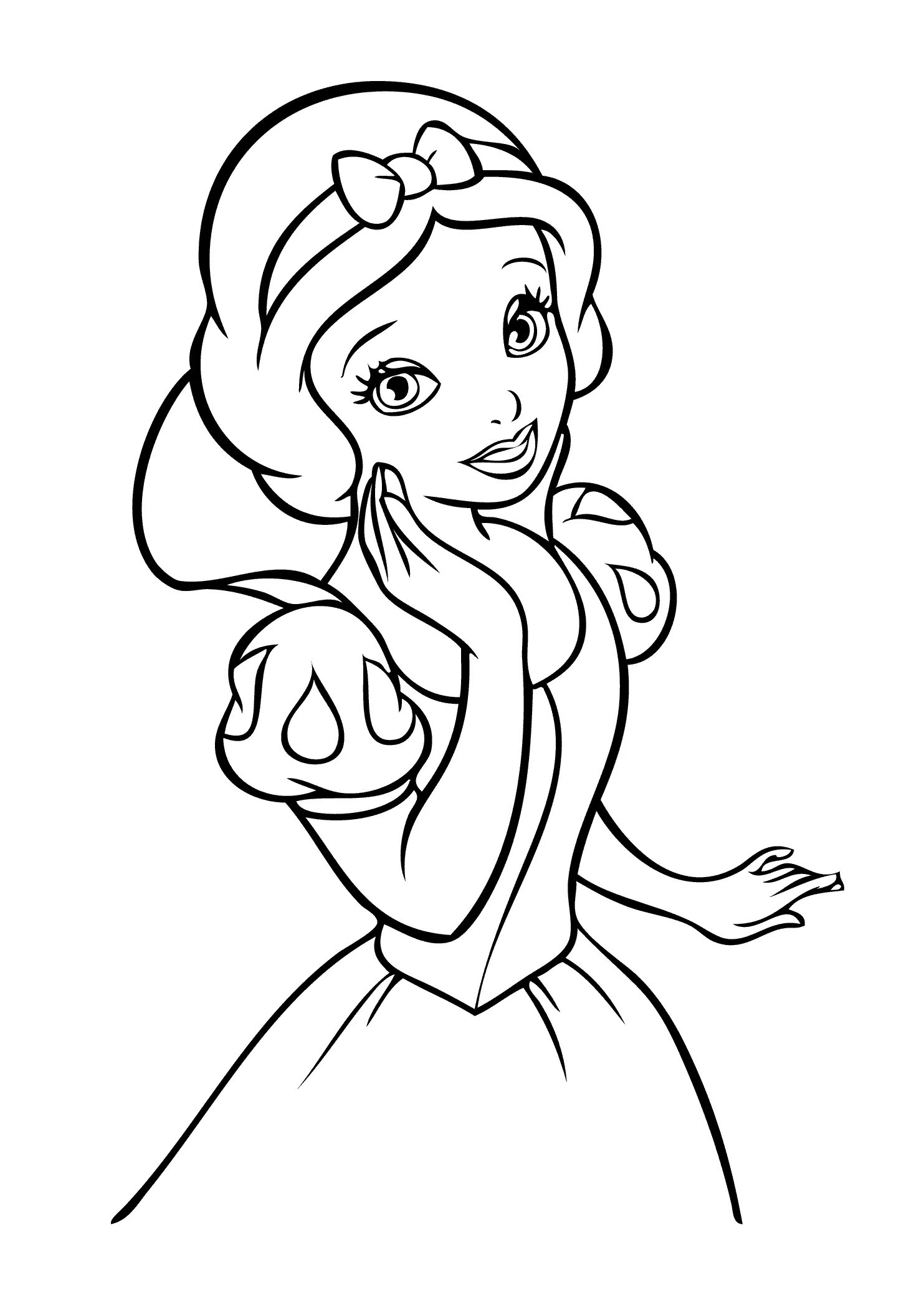 Large coloring drawing of a princess