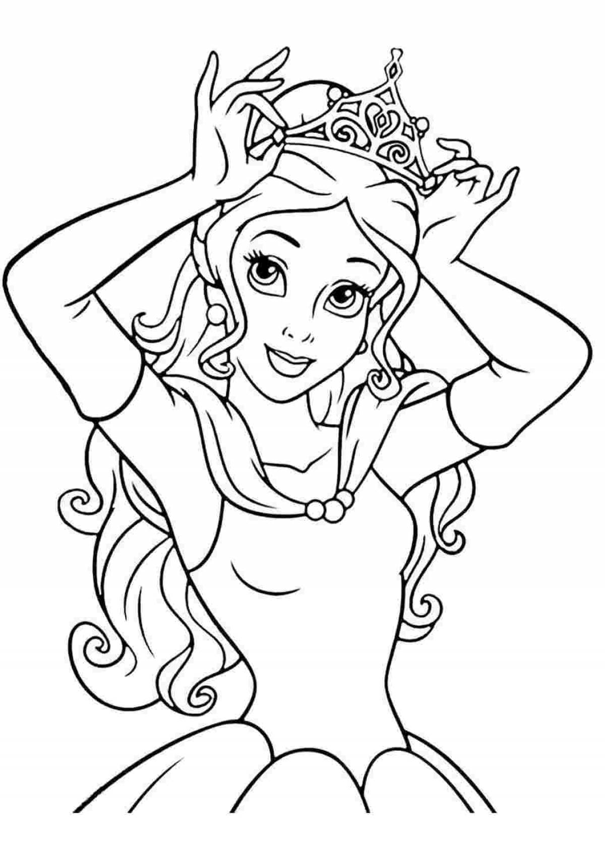 Luxury coloring drawing of a princess