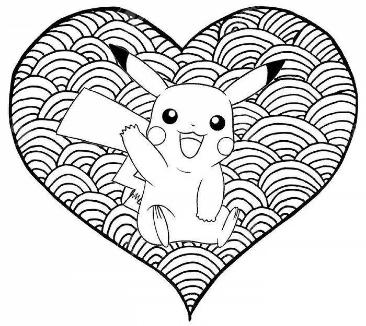 Colorful intricate pikachu coloring book