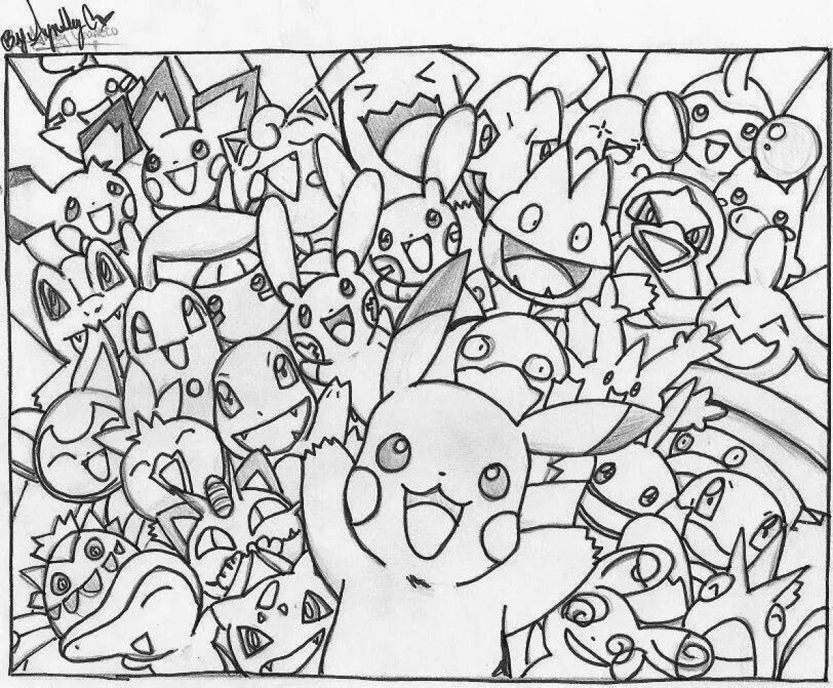 Pikachu fairy tale complex coloring page