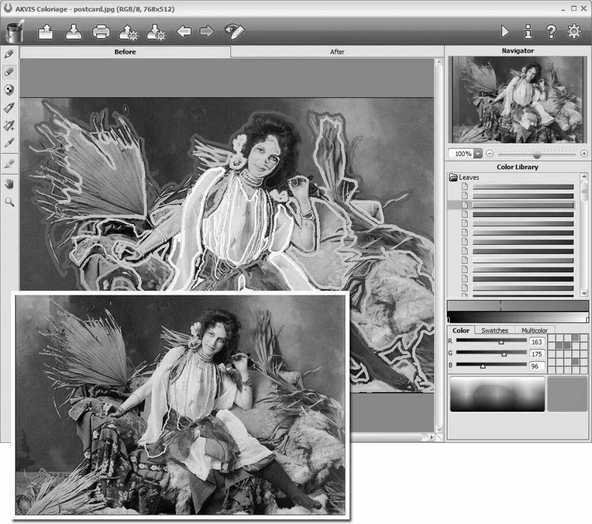 Improved program for colorizing black and white photographs