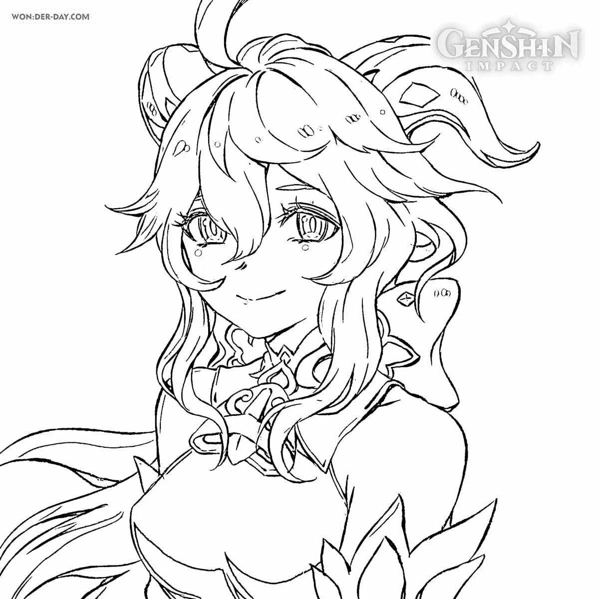 Ayaka genshin fairy tale coloring page