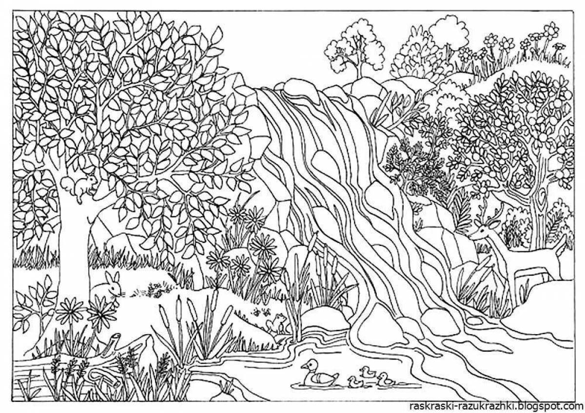 Colorful nature coloring page