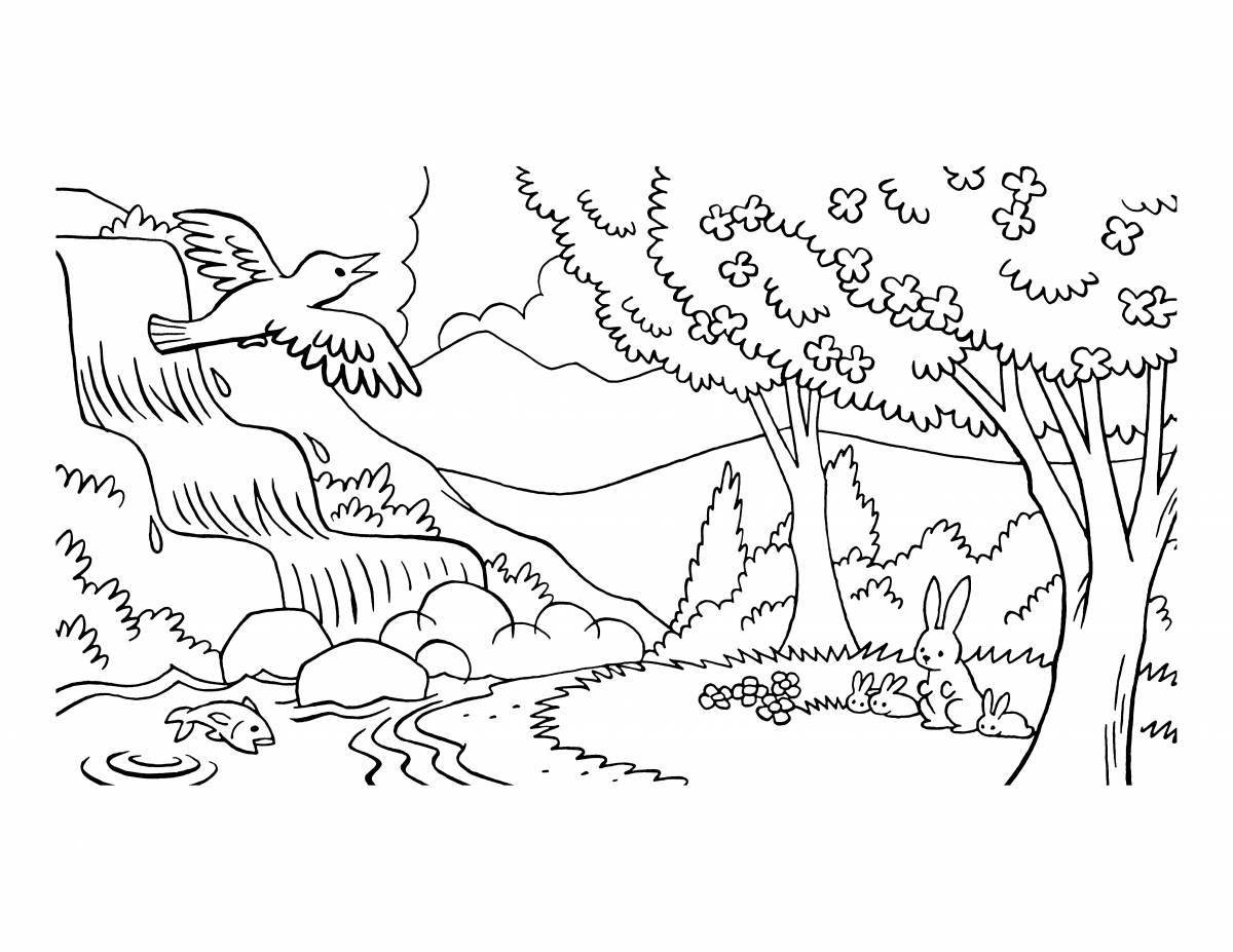 Luxurious nature coloring page