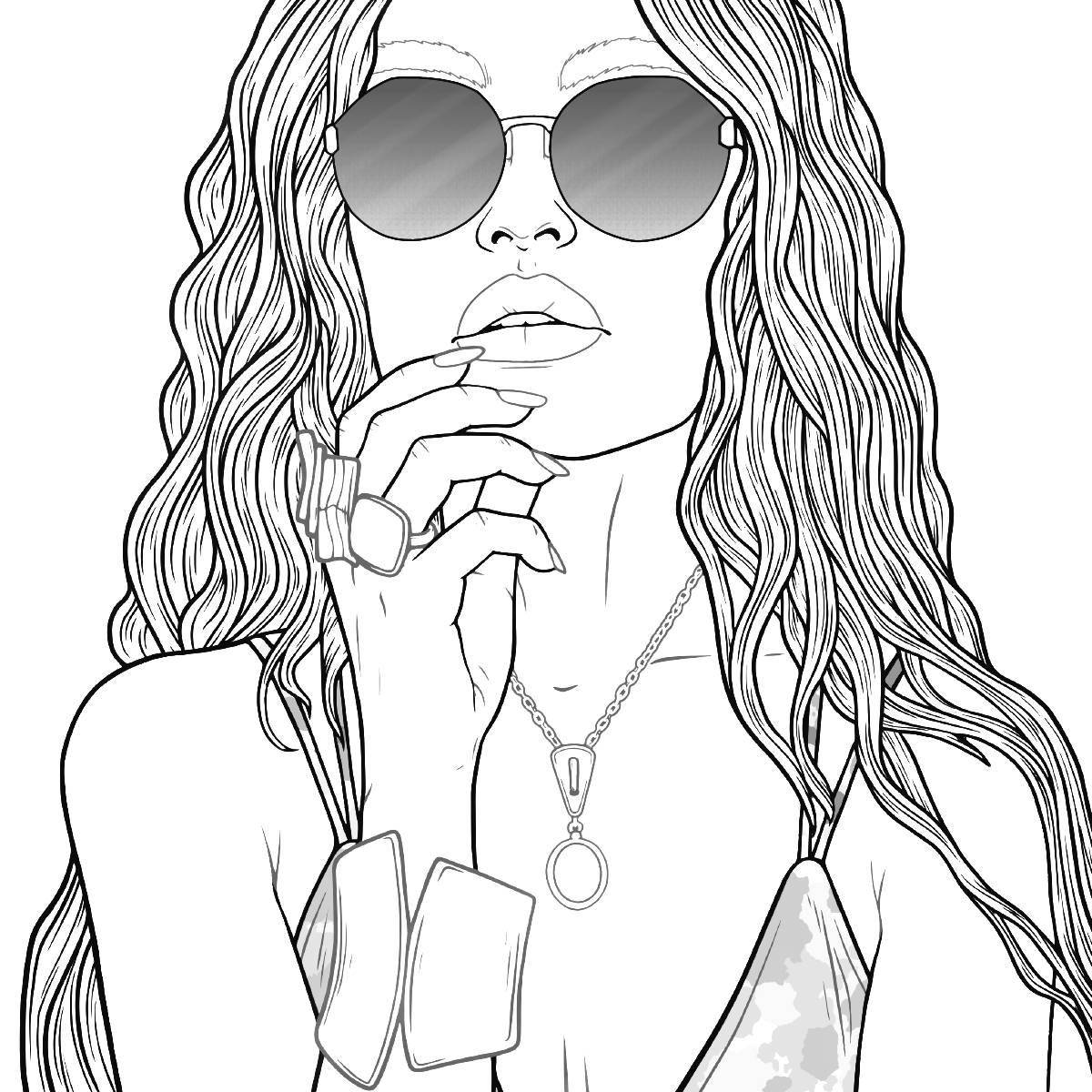 Colorful fashion girl coloring page