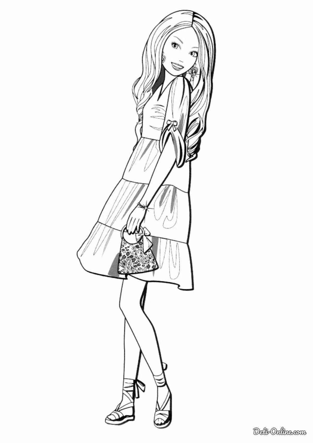 Awesome fashion girl coloring page