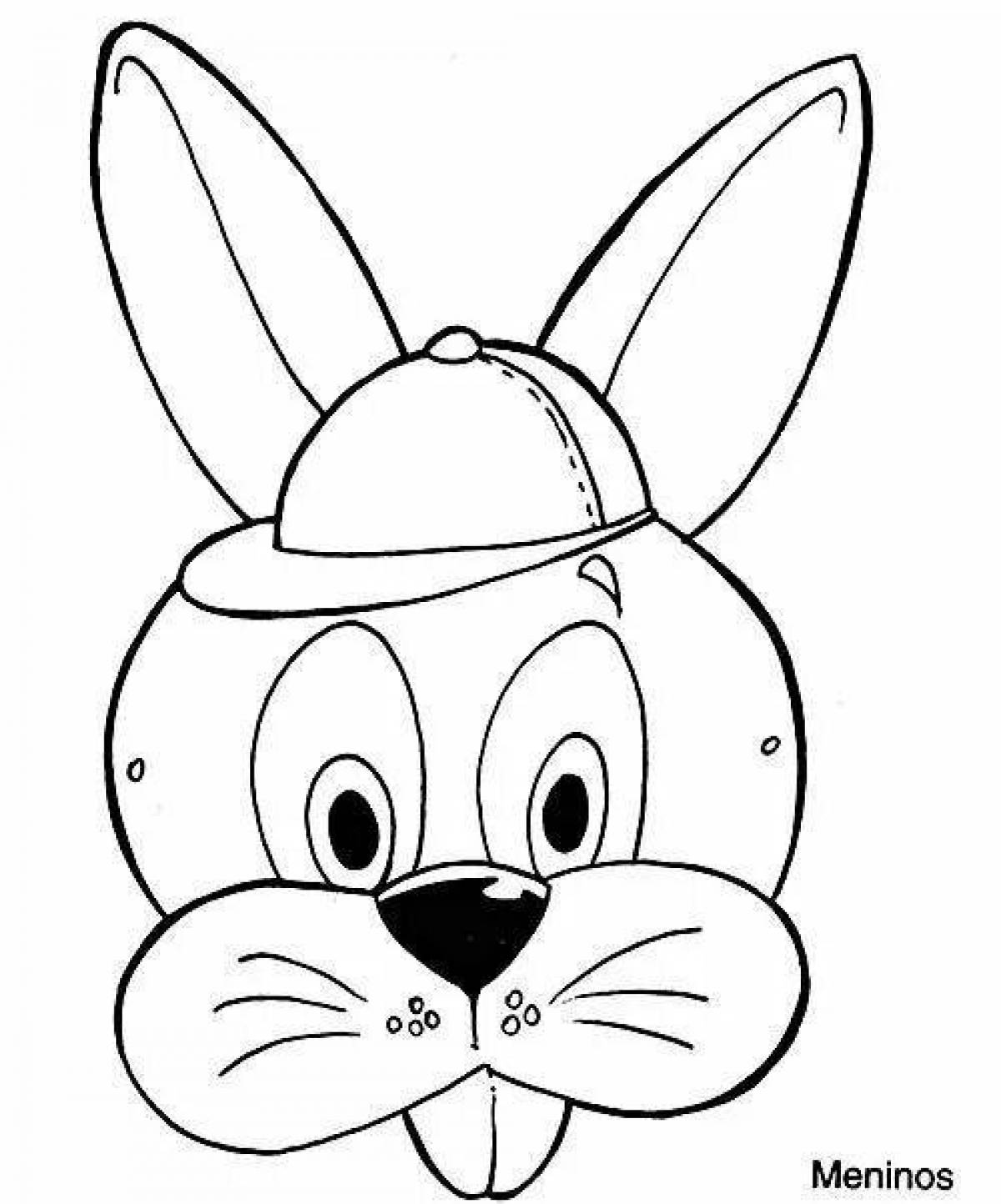 Coloring book colorful hare mask