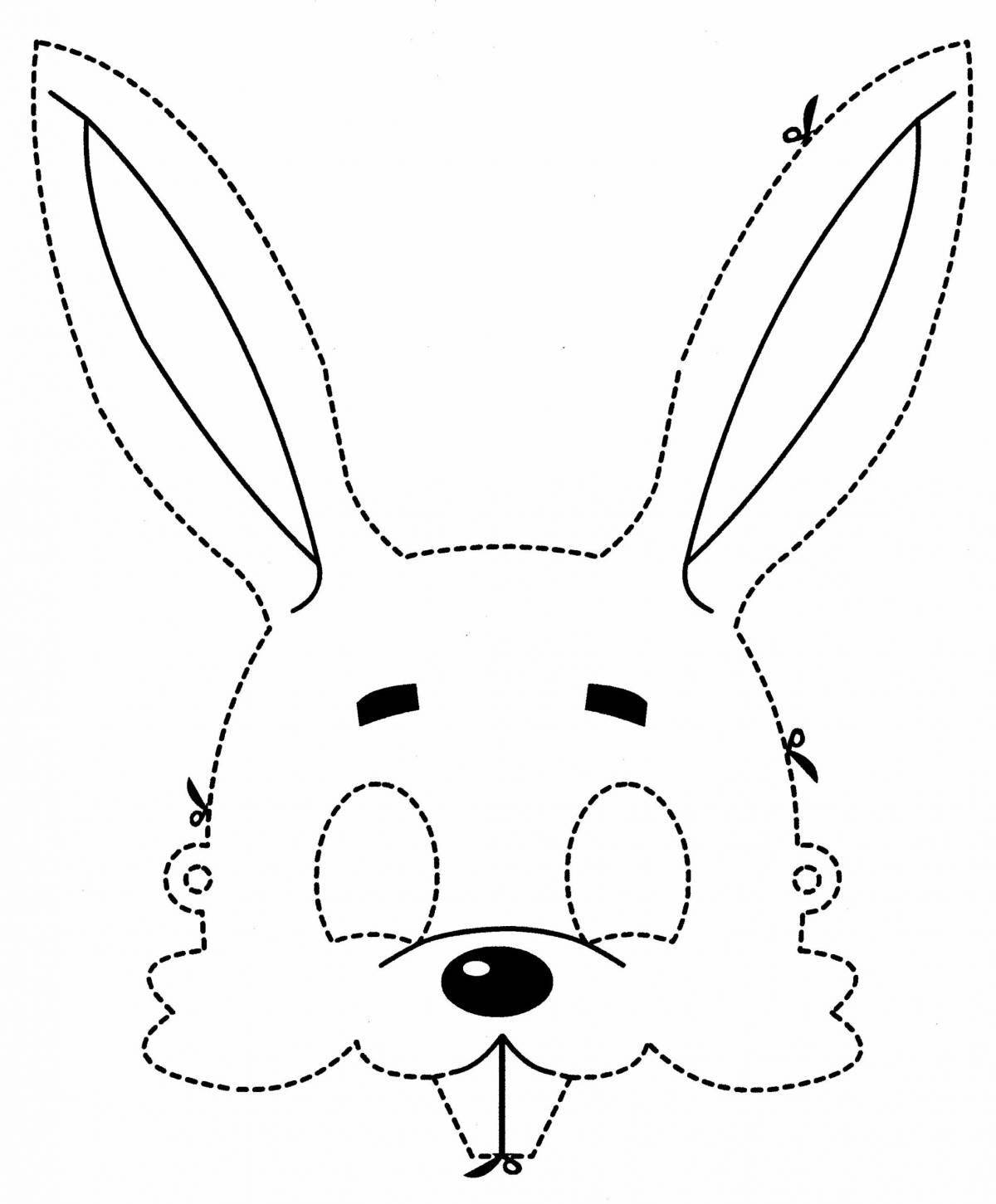 Раскраска маска веселого зайца