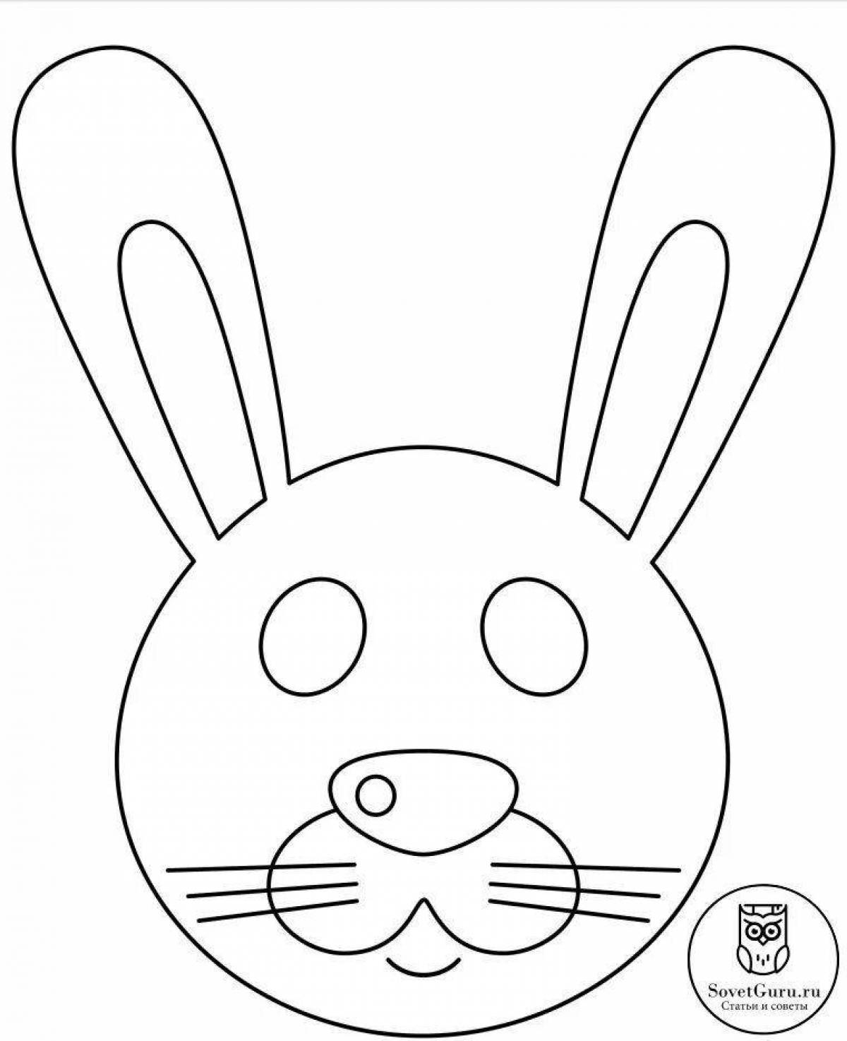 Glitter hare mask coloring page