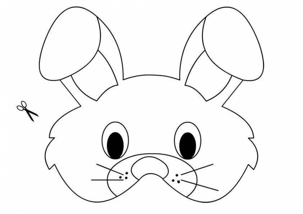 Glitter hare mask coloring page