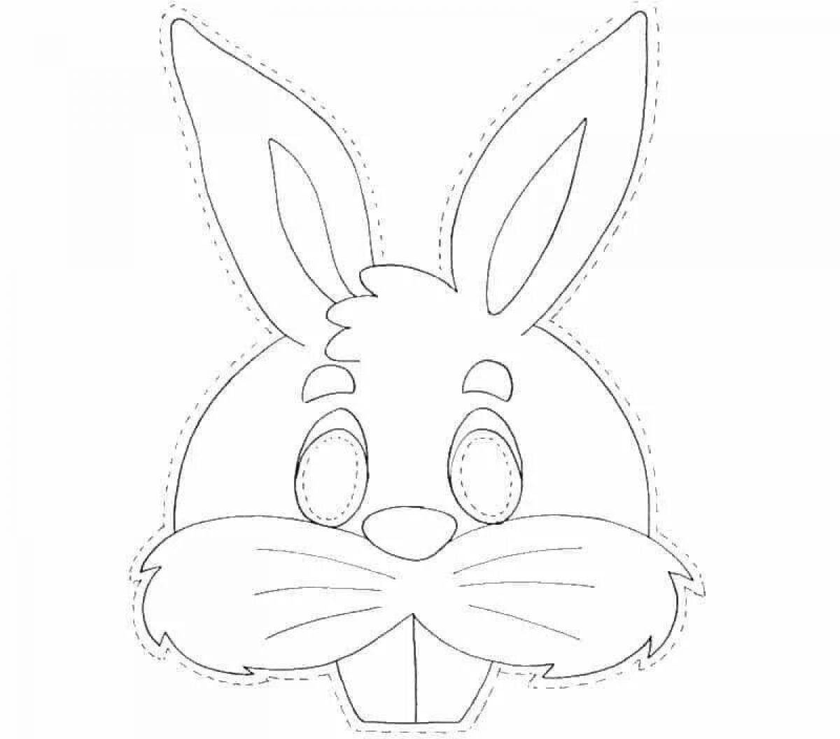 Adorable hare mask coloring page