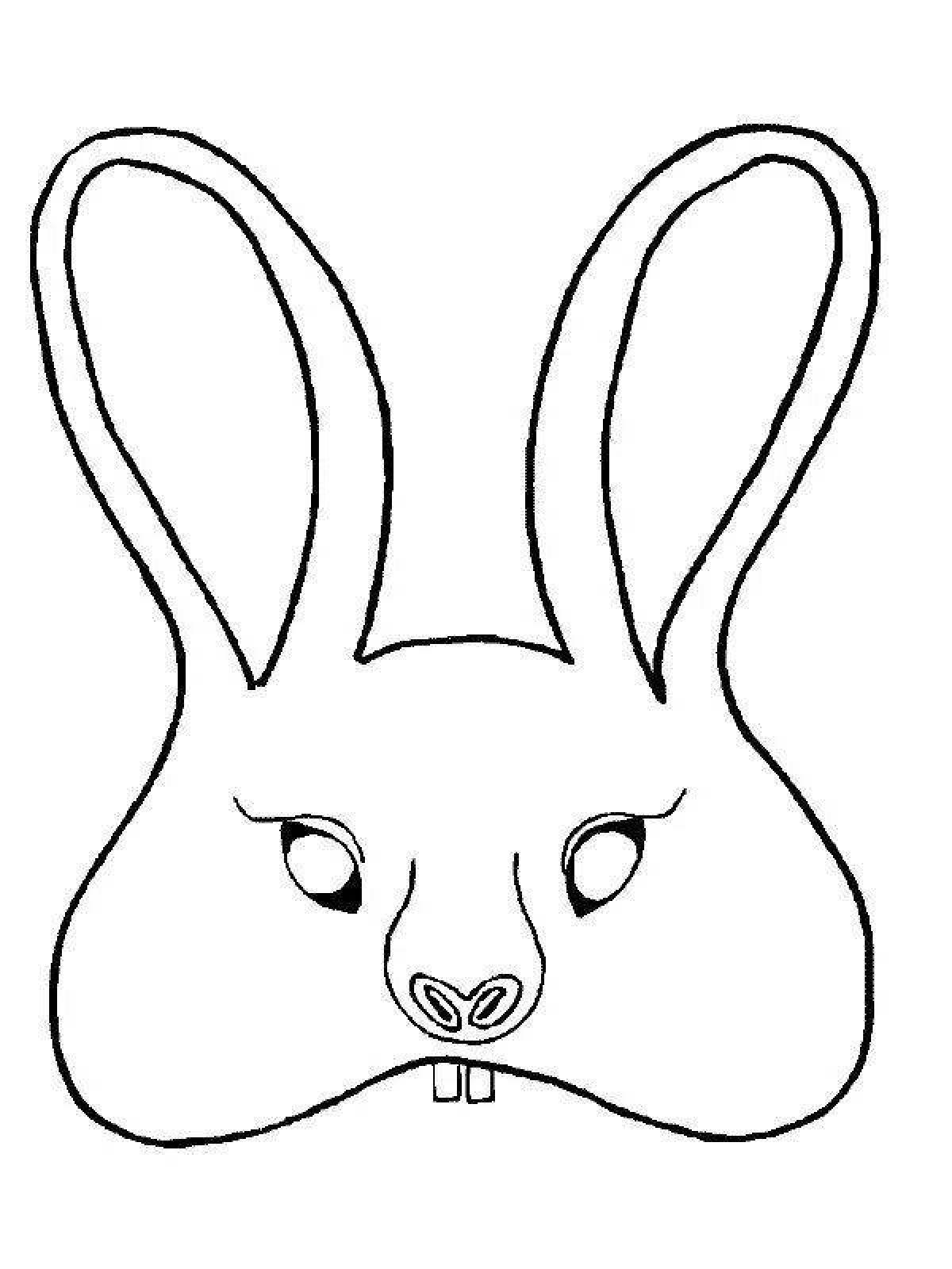 Юмористическая маска зайца раскраска