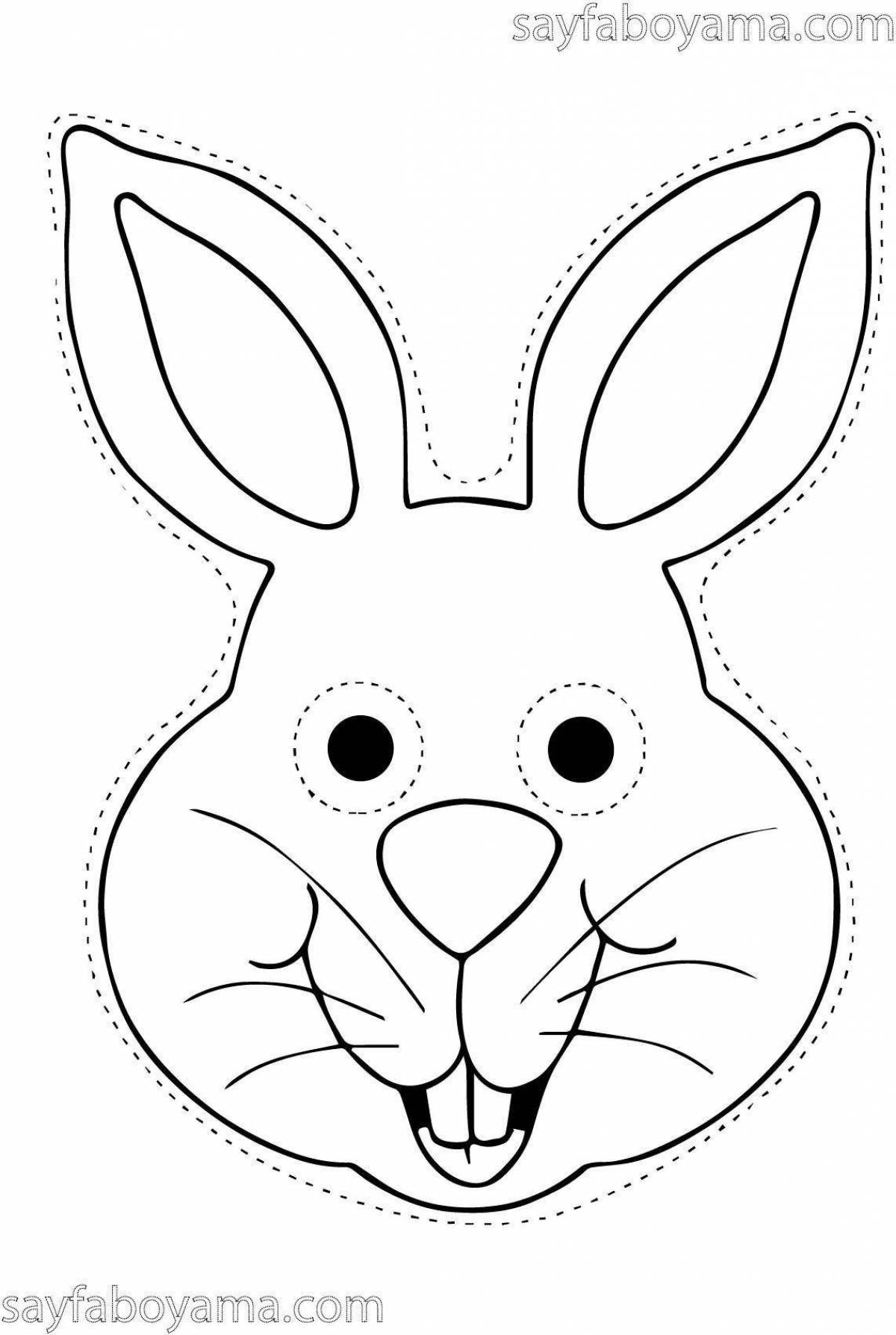 Coloring page funny hare mask