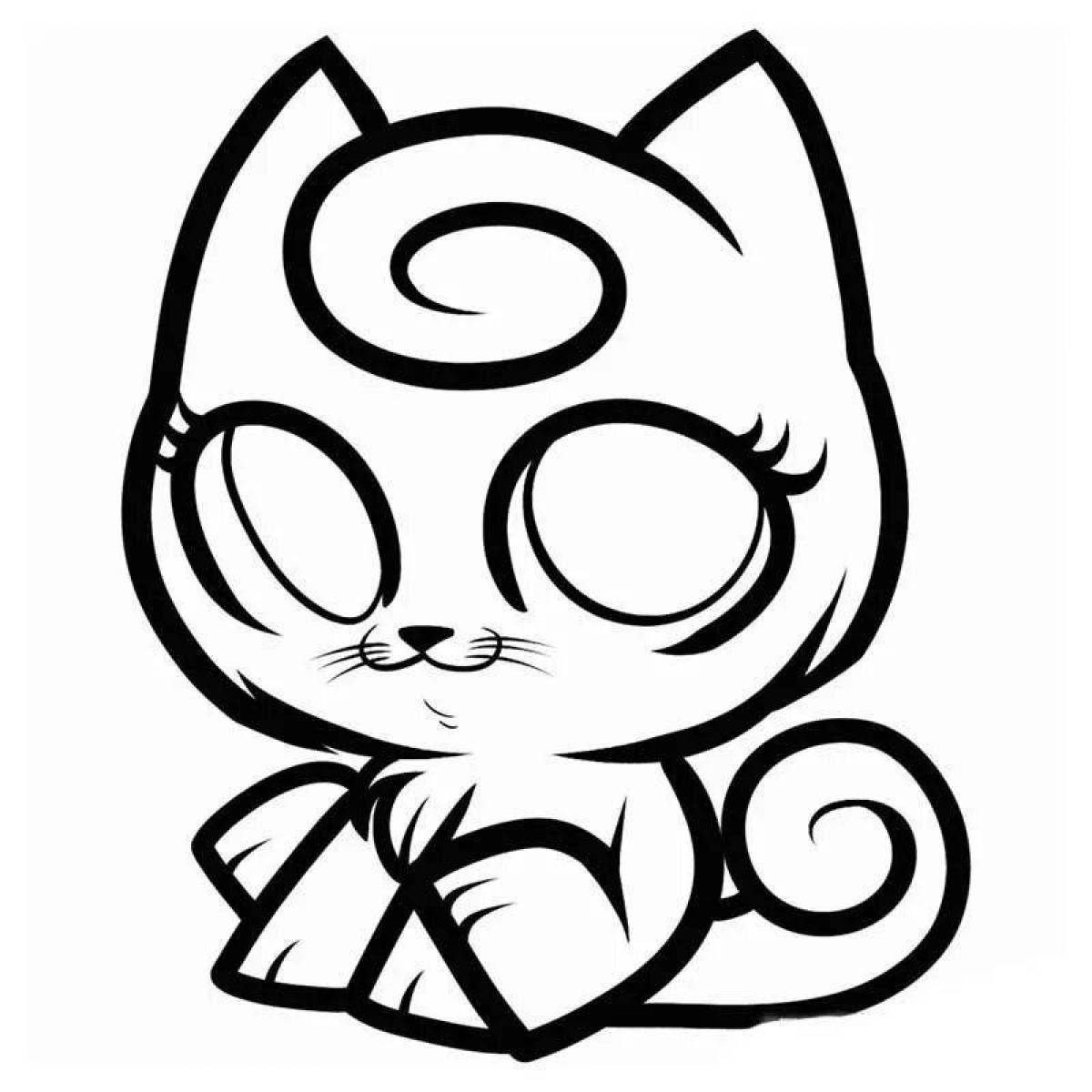 Cute and fluffy cat coloring page