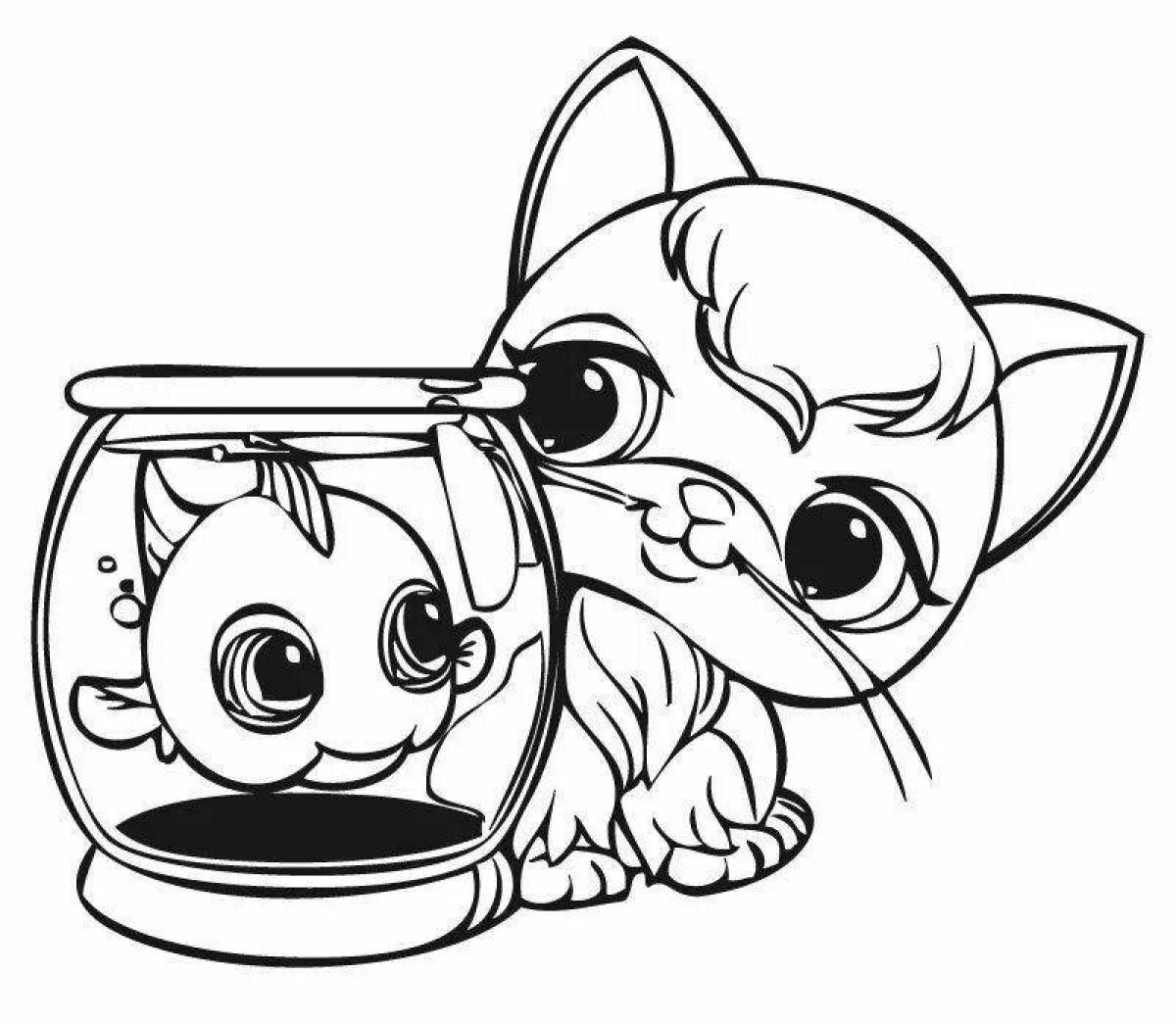 Cute and sweet cat coloring book