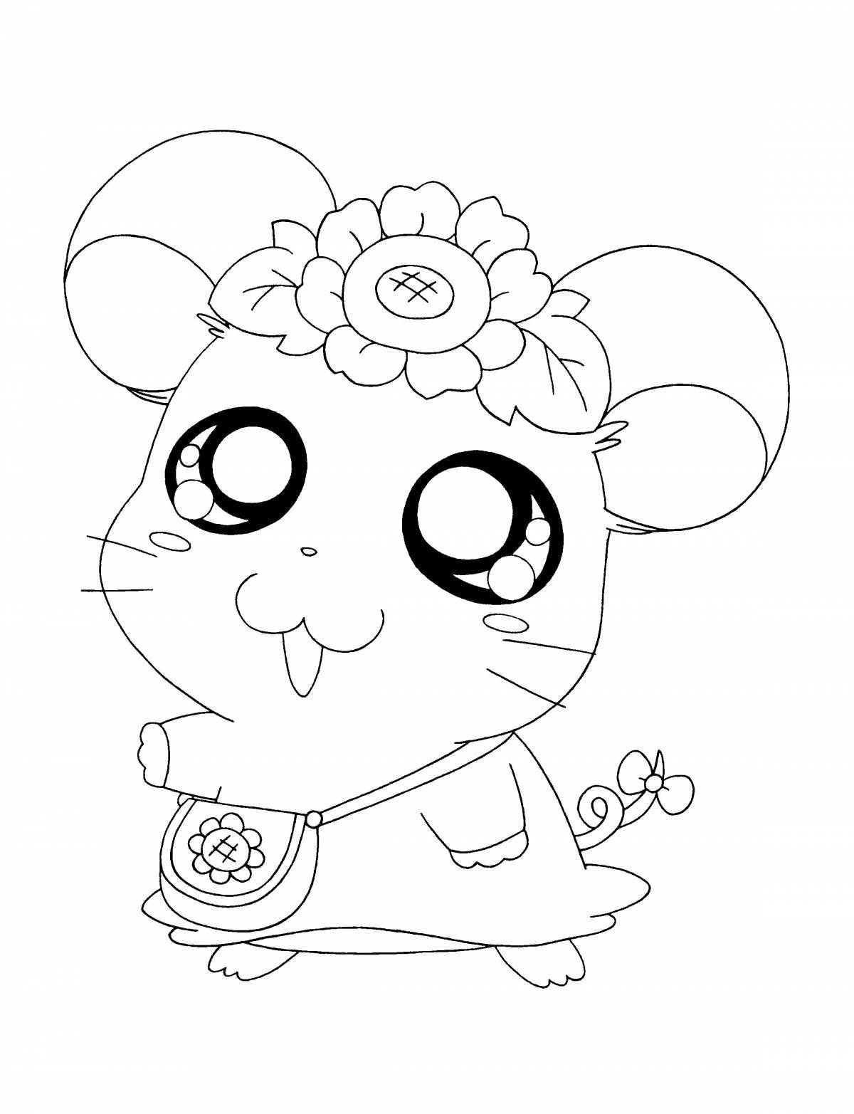 Happy hamster coloring pages