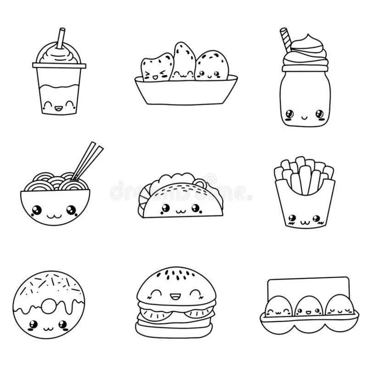 Tempting food stickers coloring pages
