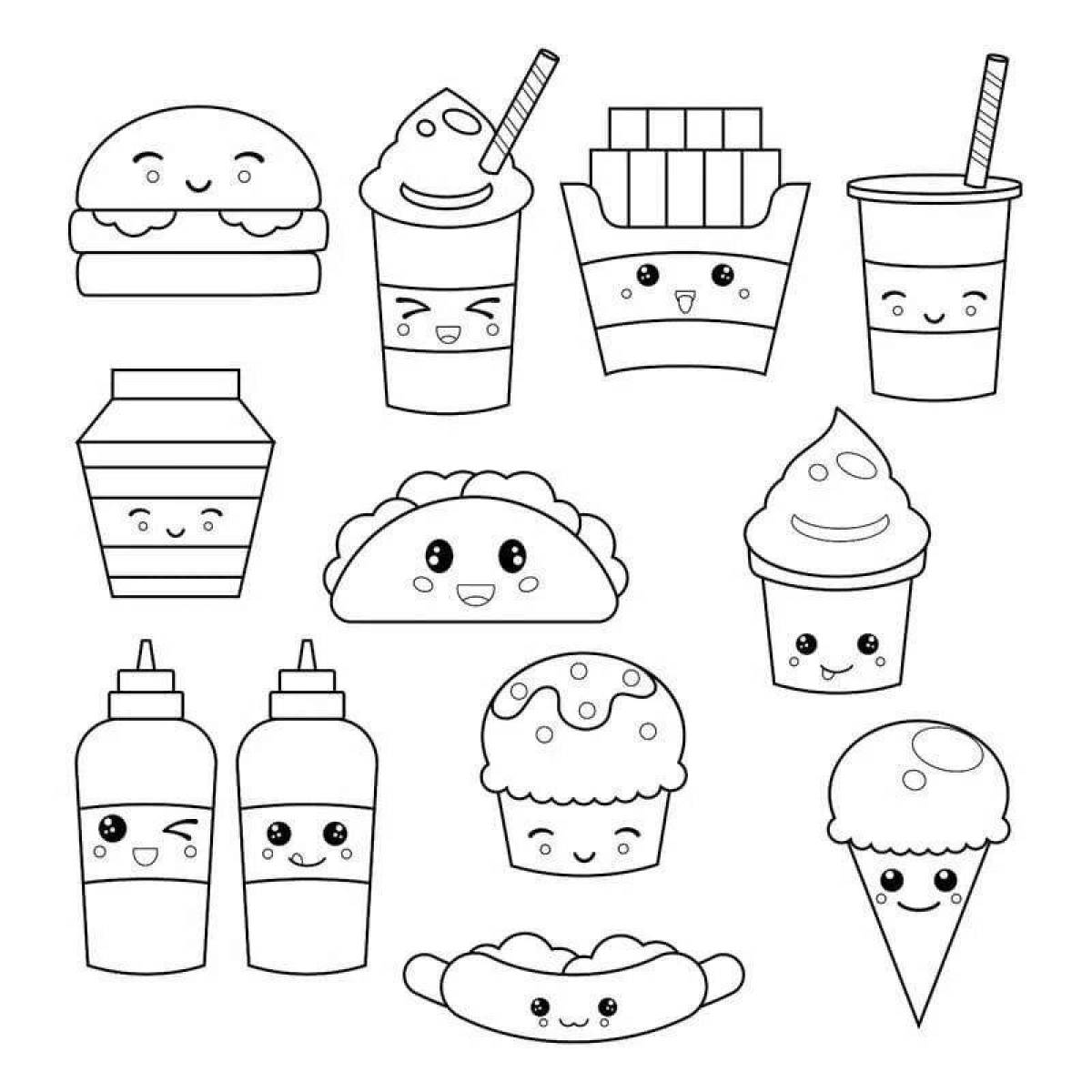 Delicious food coloring book stickers