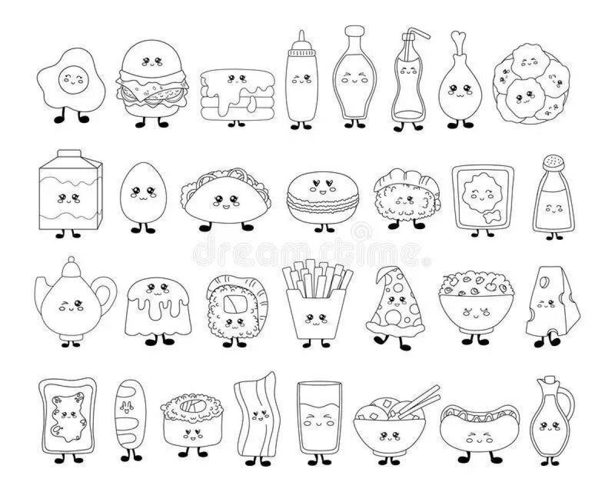 Savory food sticker coloring page