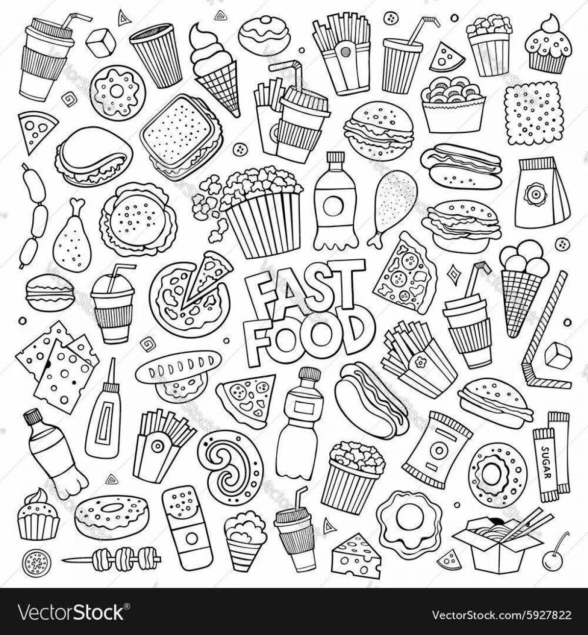 Coloring sticker with juicy food