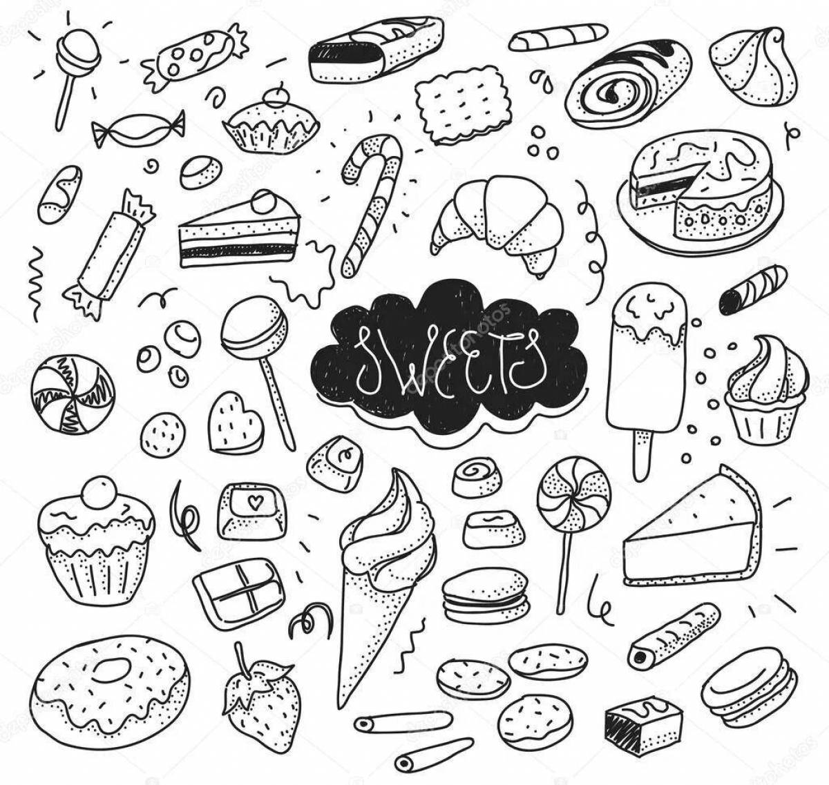 Tempting food stickers coloring book