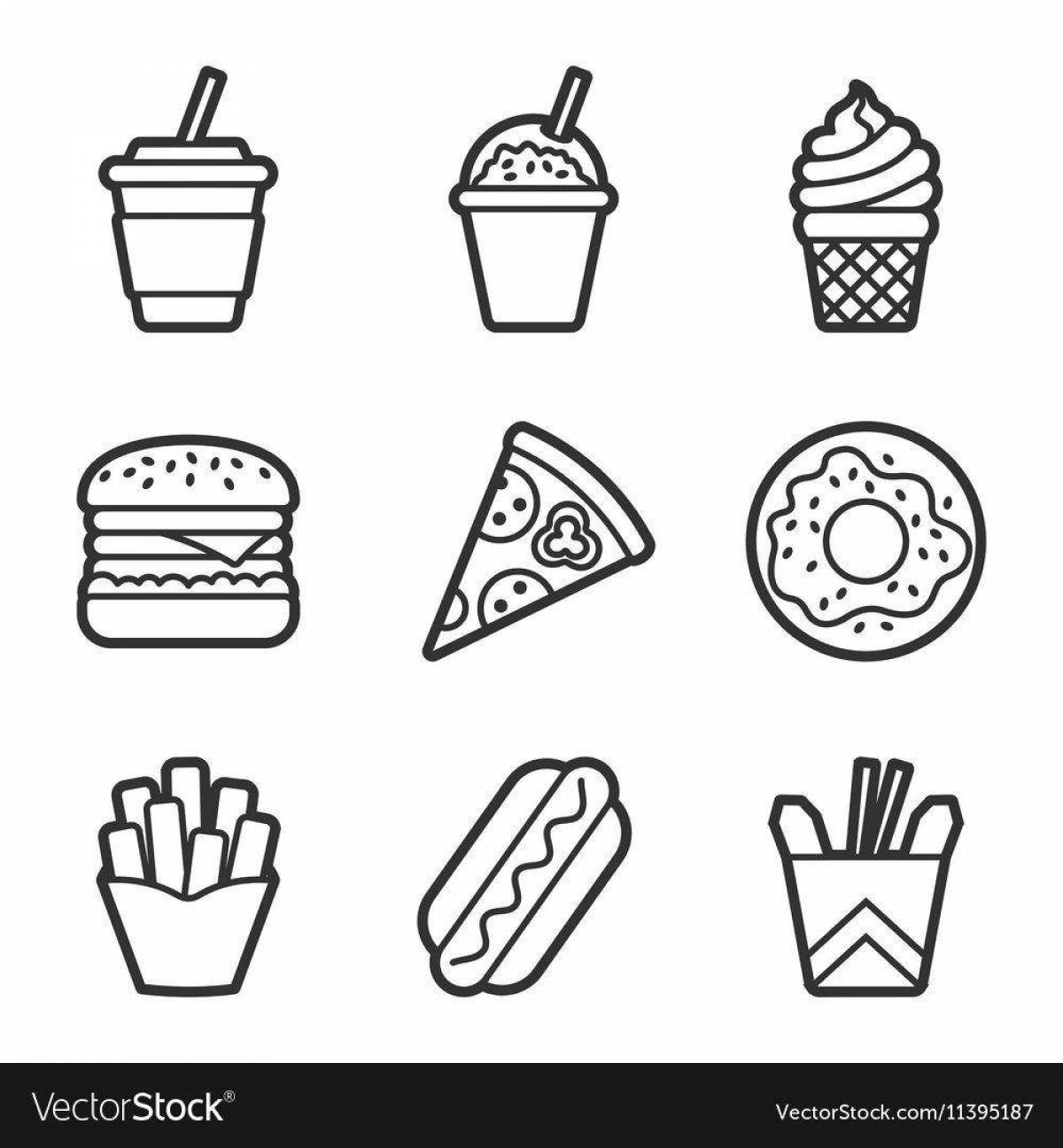 Adorable food stickers coloring book