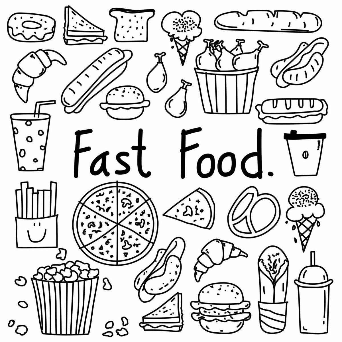 Fun food stickers coloring page