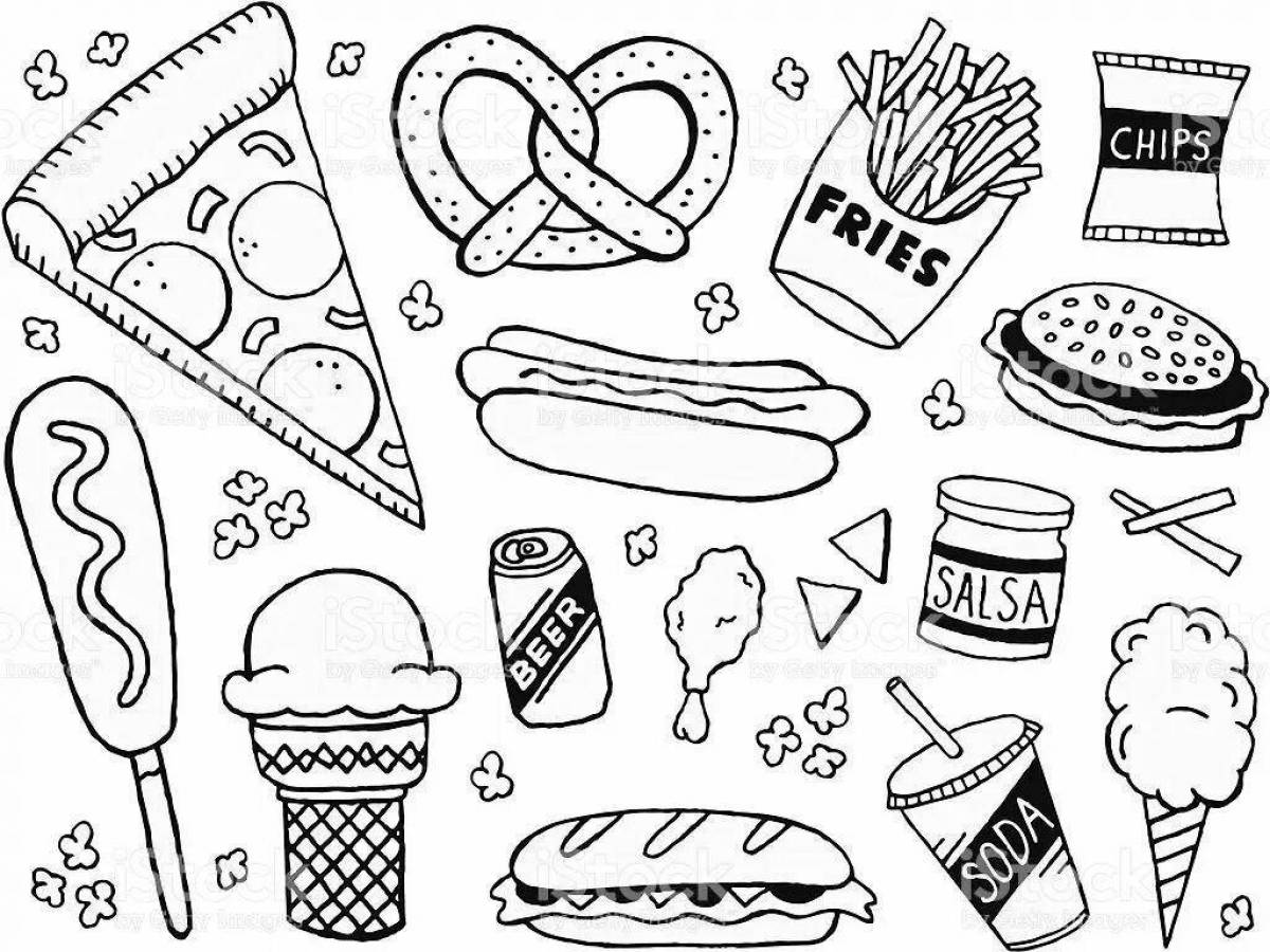Amazing food stickers coloring book