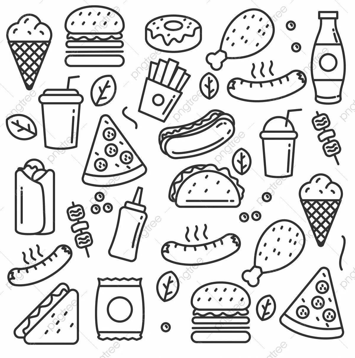 Fancy food stickers coloring book