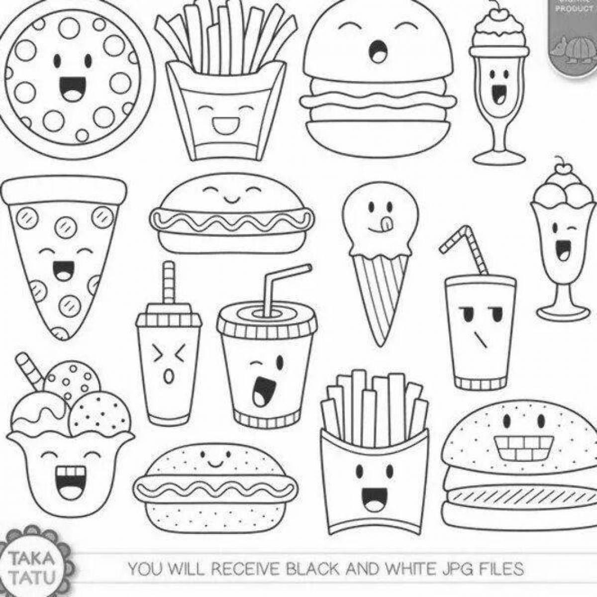 Fabulous food stickers coloring book