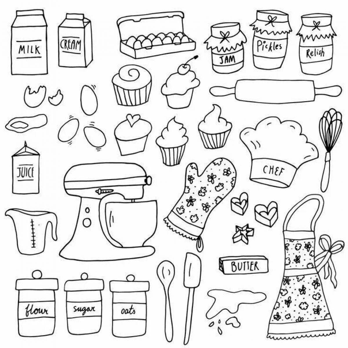 Coloring book for spectacular food stickers