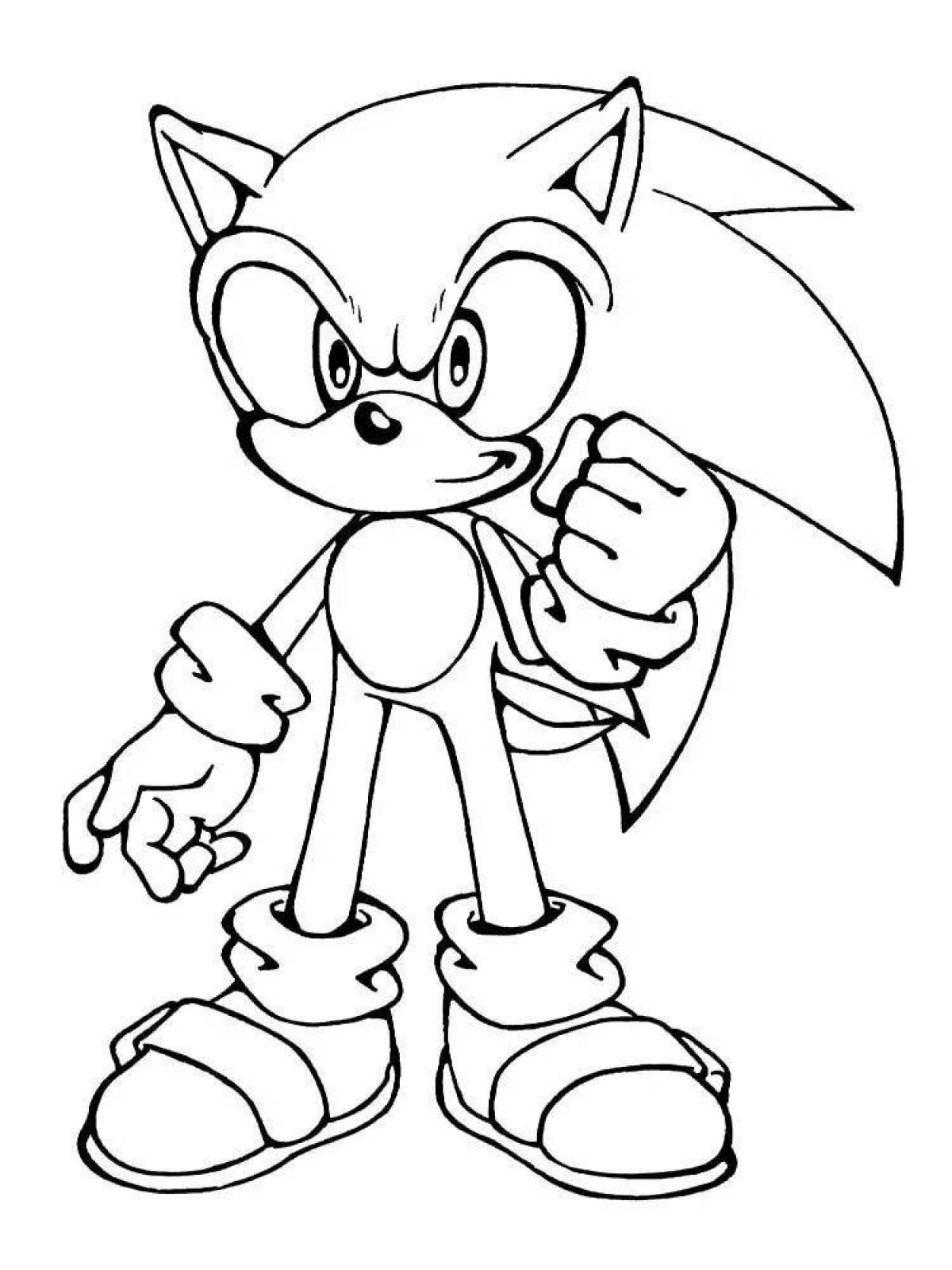 Mega sonic playful coloring page