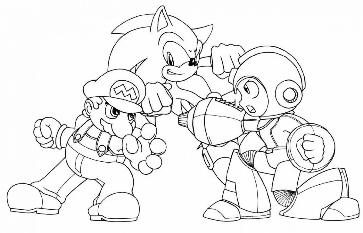 Mega sonic animated coloring page