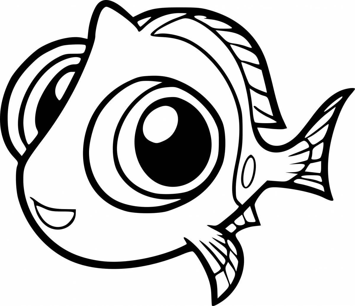 Funny dory fish coloring book