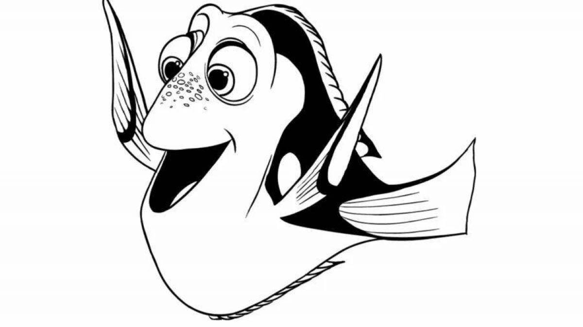 Coloring book playful dory fish