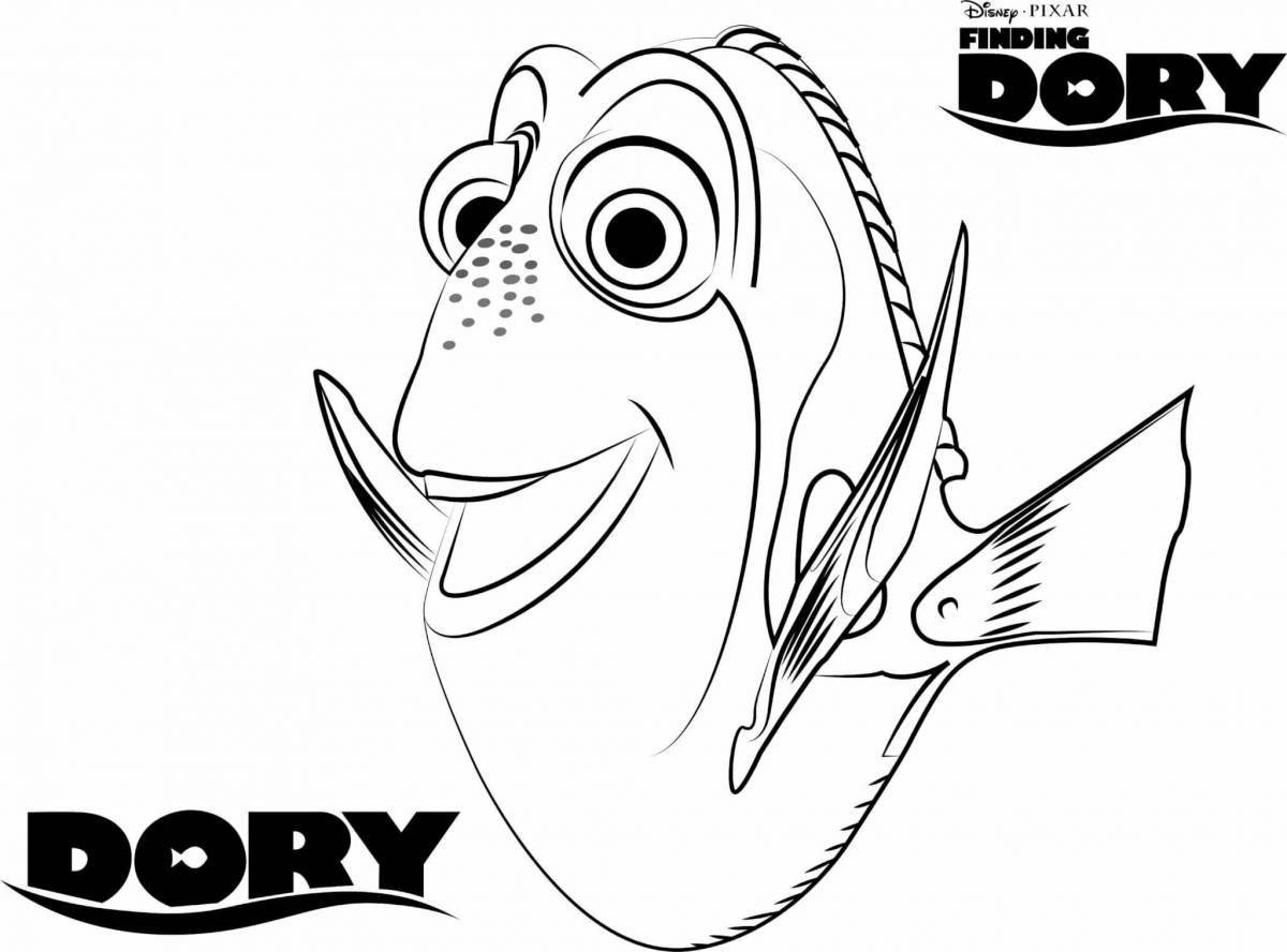 Animated dory fish coloring page