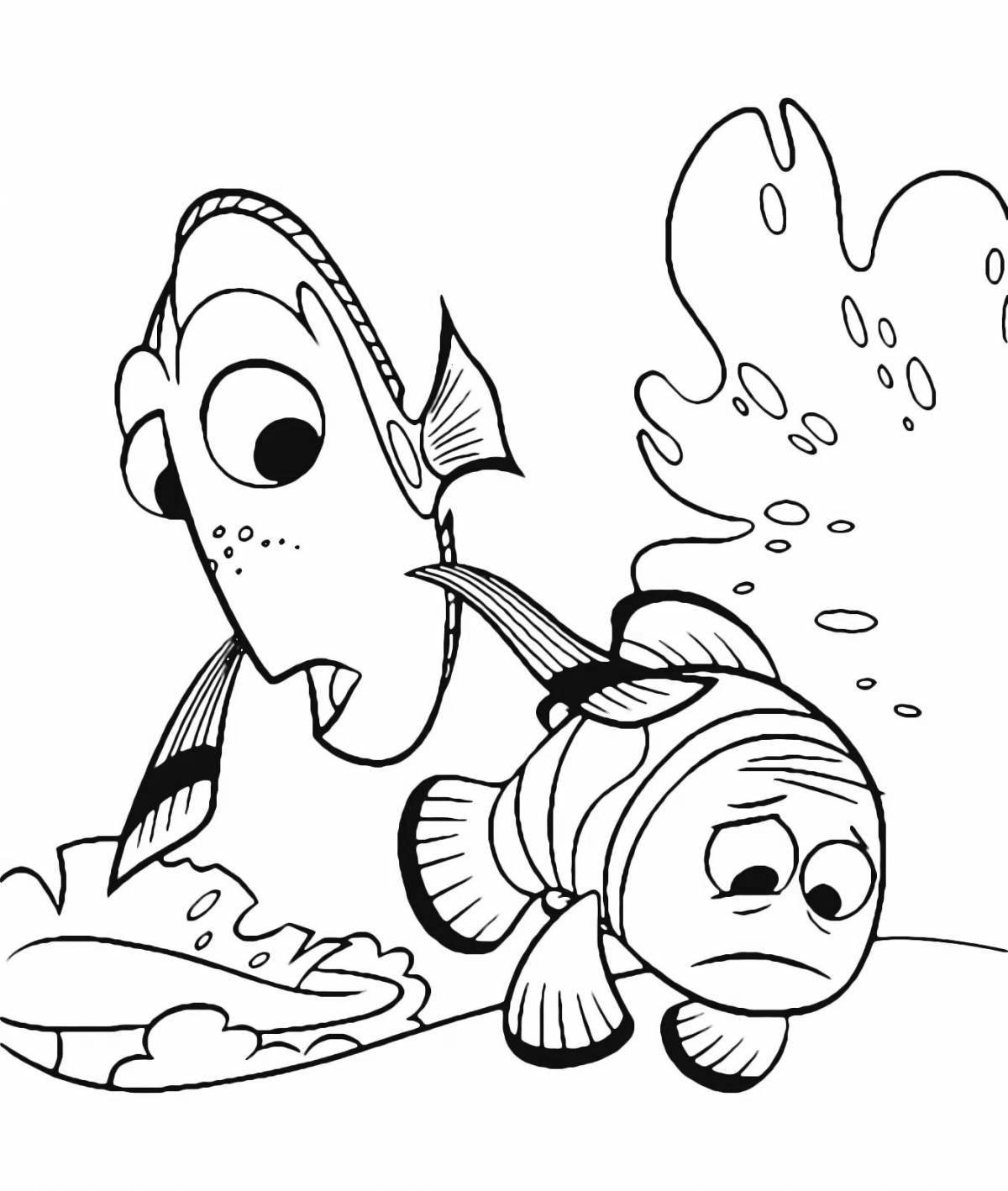 Exciting dory fish coloring page