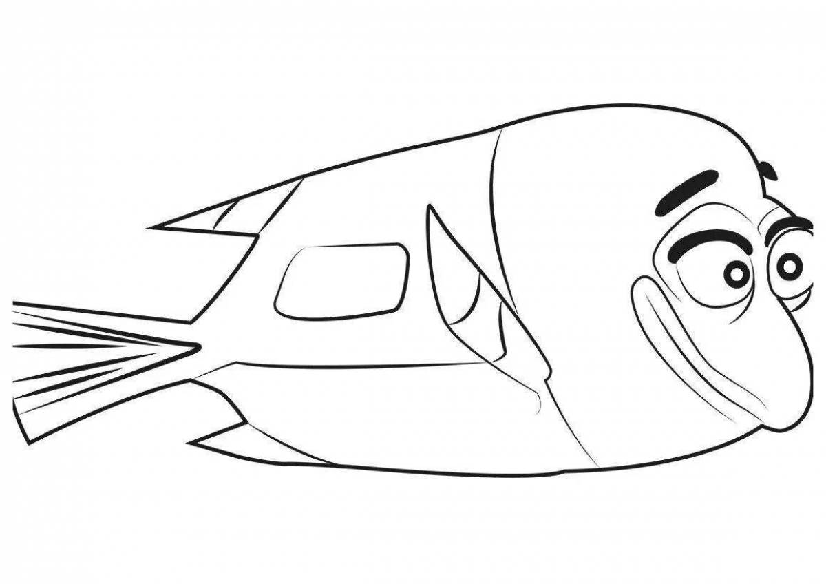 Adorable dory fish coloring page