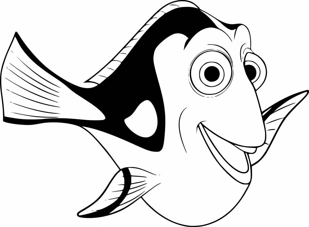 Adorable dory fish coloring page