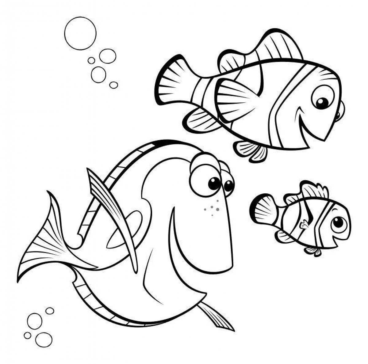 Gorgeous dory fish coloring page