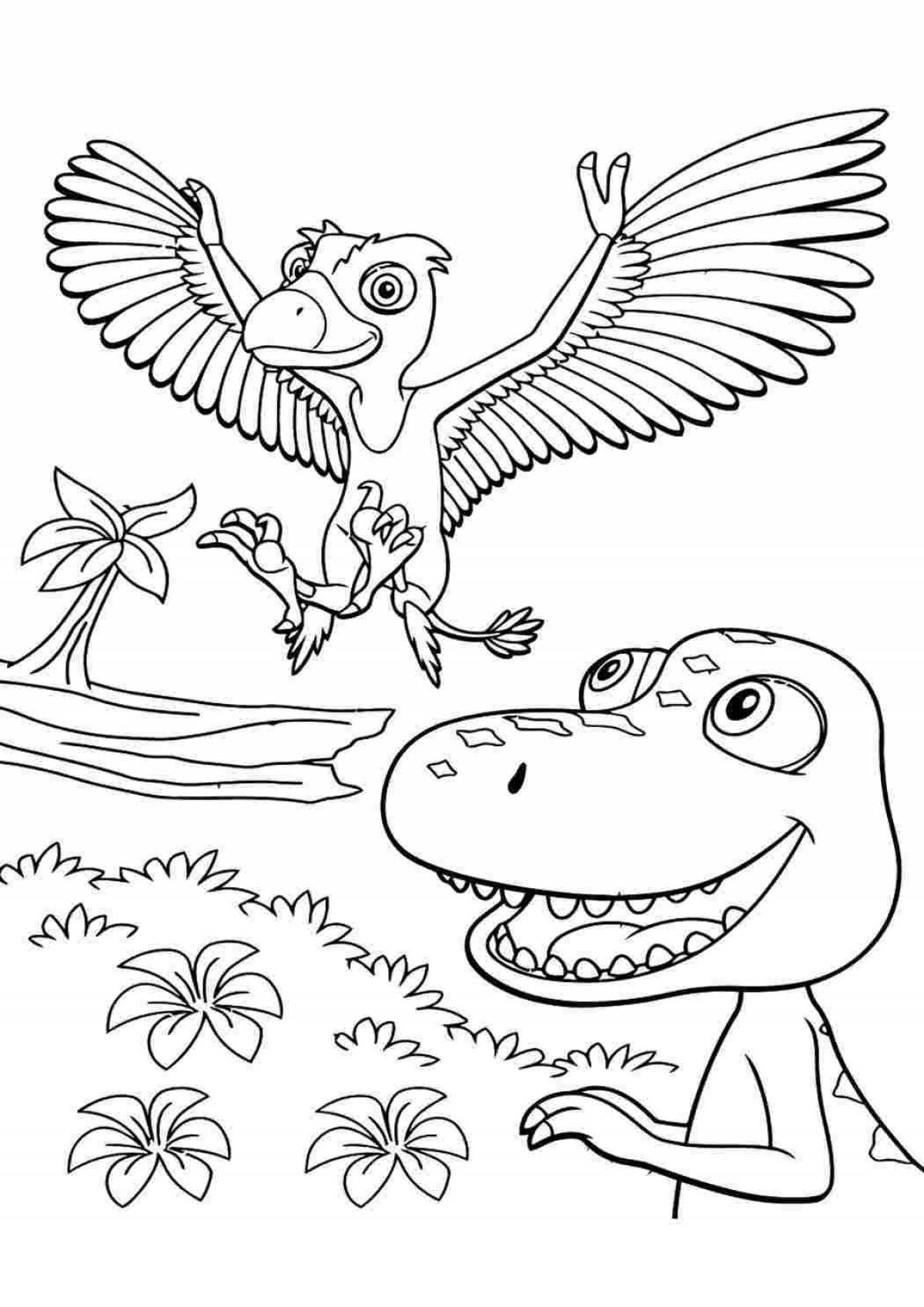 Colorful turbosaur coloring page
