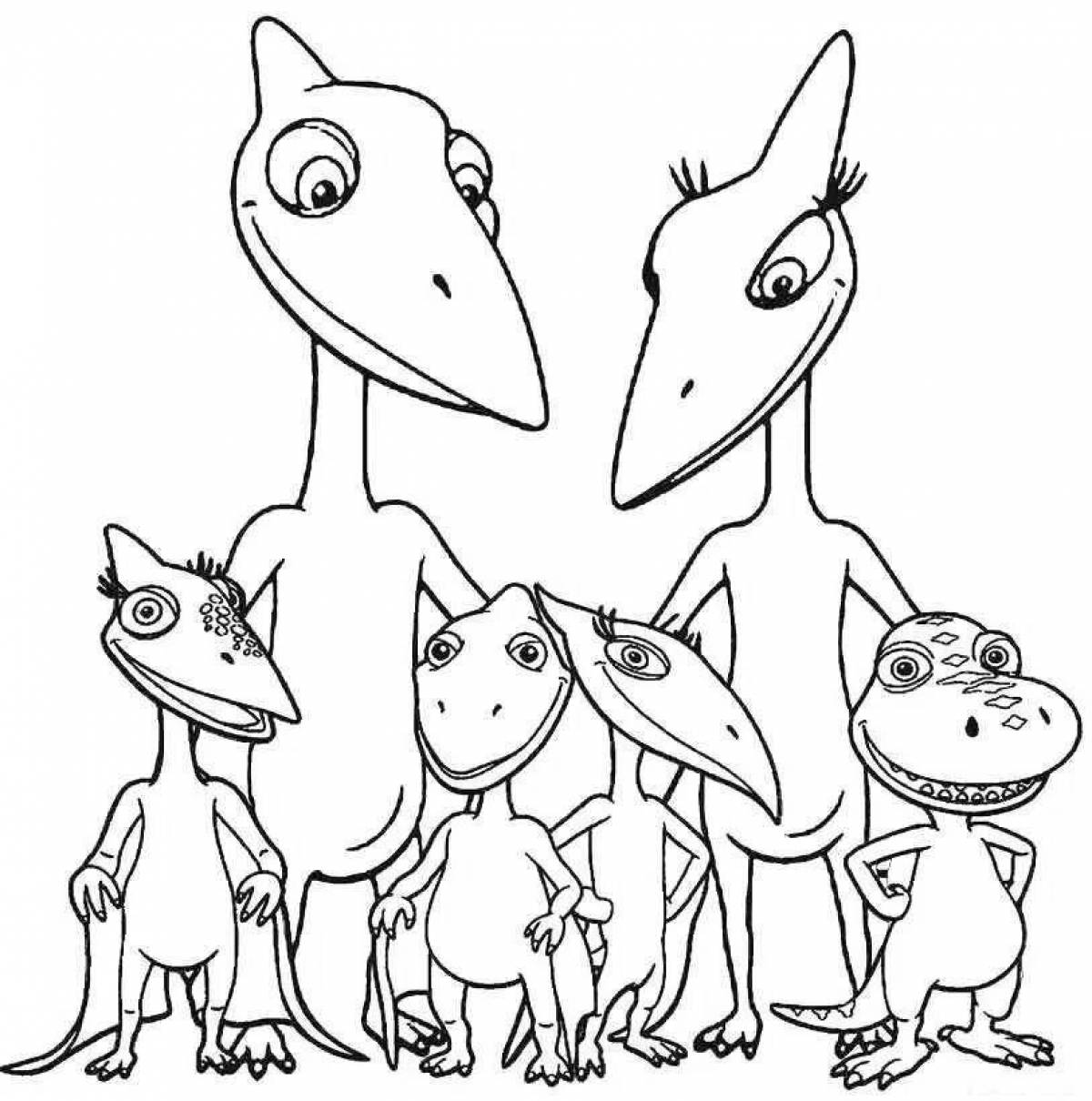 Яркая раскраска для девочек динозавры