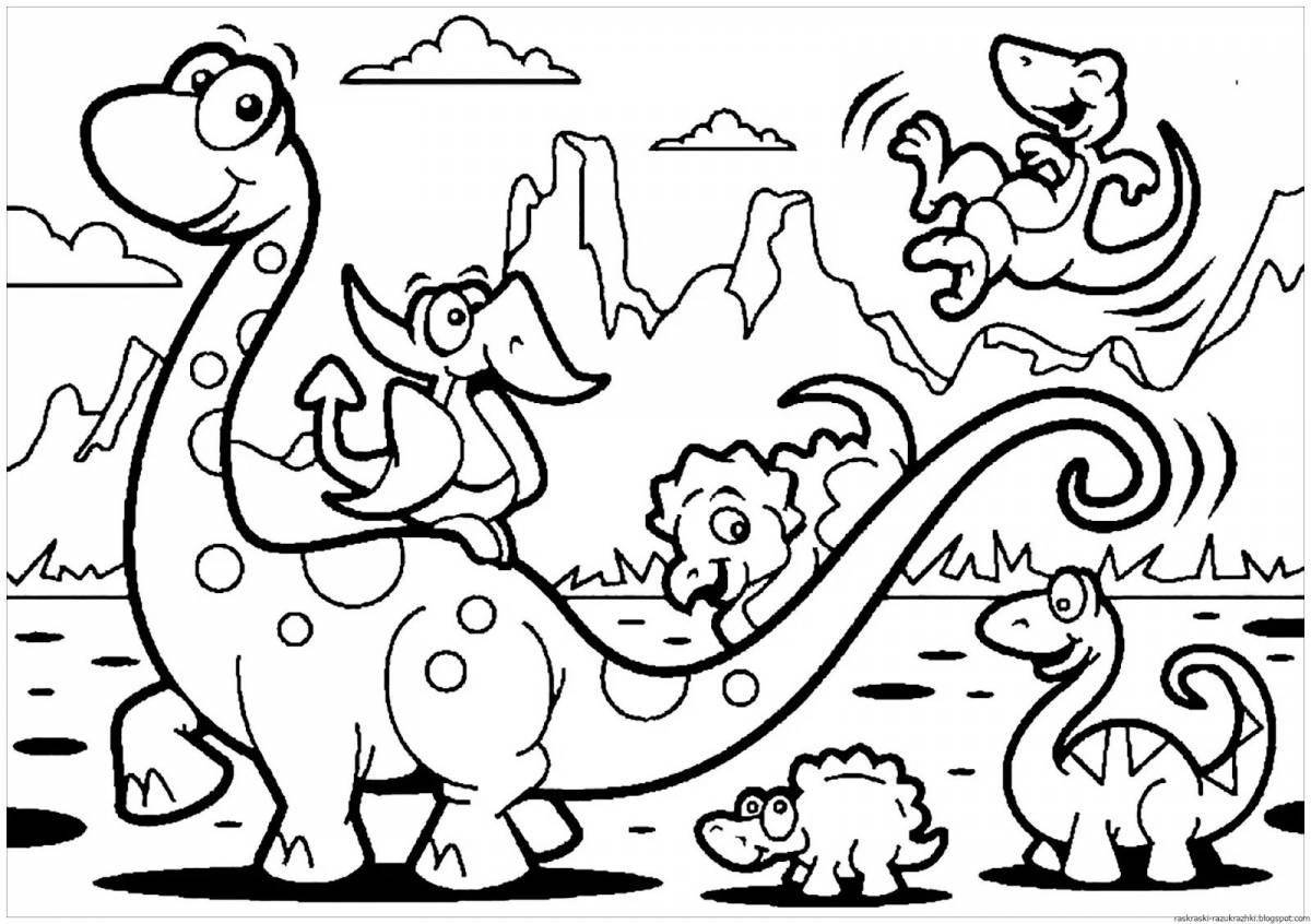 Color-mania coloring pages for girls dinosaurs