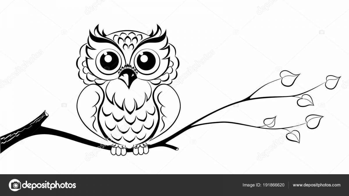 Generous coloring owl on a branch