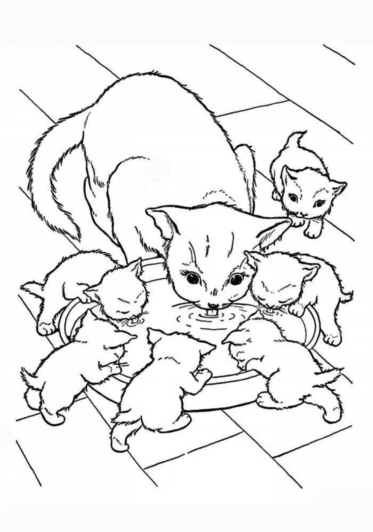 Adorable cat coloring pages