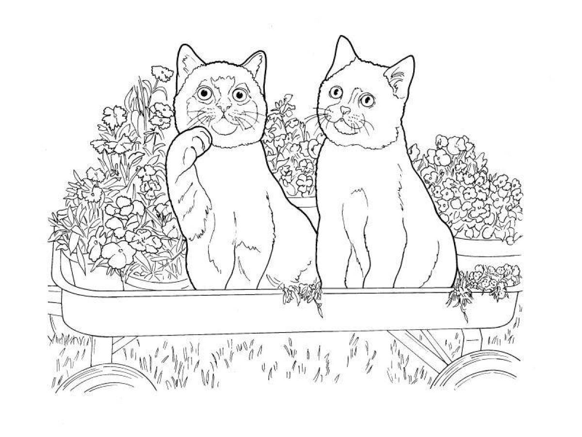 Friendly cat coloring pages
