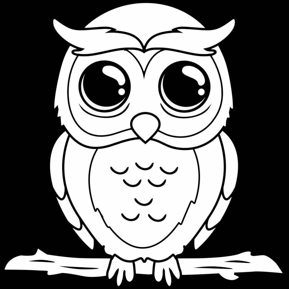 Great owl in the hollow coloring page