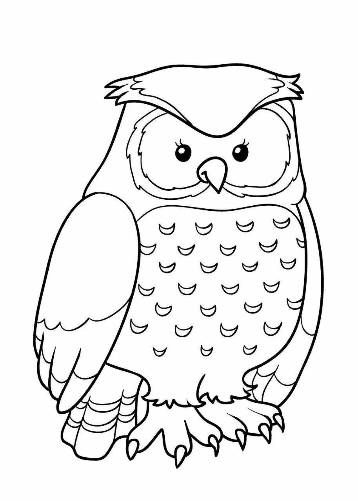 Fun coloring owl in the hollow