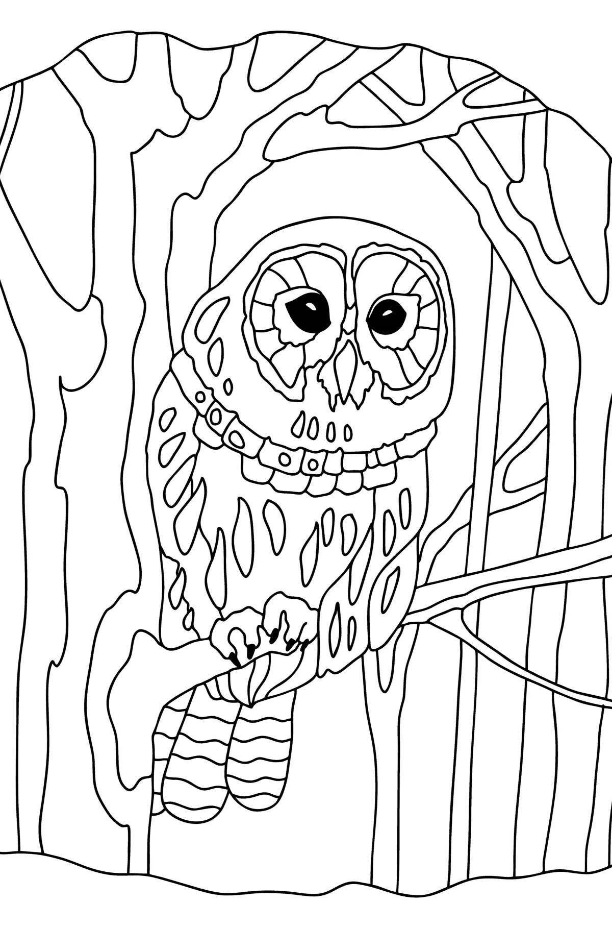 Glitter Owl Coloring in the Hollow